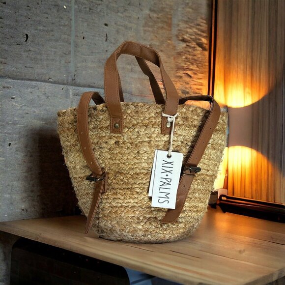 XIX Palms Backpack Woven Jute Insulated Picnic Backpack NWT - Picture 1 of 9